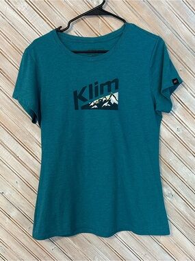 Klim Teal Blue Chest Logo Short Sleeve Tee Shirt Outdoor Women’s Workwear Top